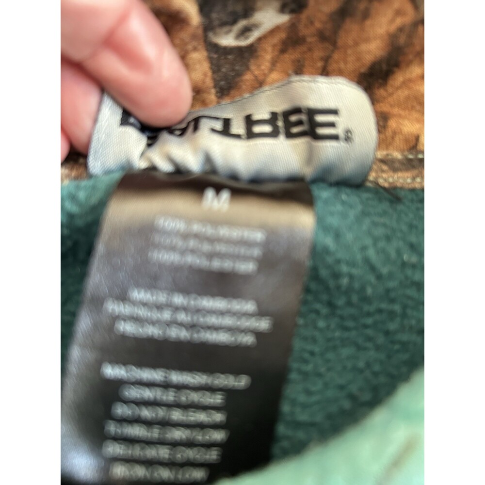 Hoodie Sz M By Realtree Dark Teal With Graphic , Hood Lined In Flannel Print - Picture 6 of 7